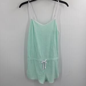OP. Romper Adjustable Straps Bow Front Sleeveless Square Neck Green Size Small